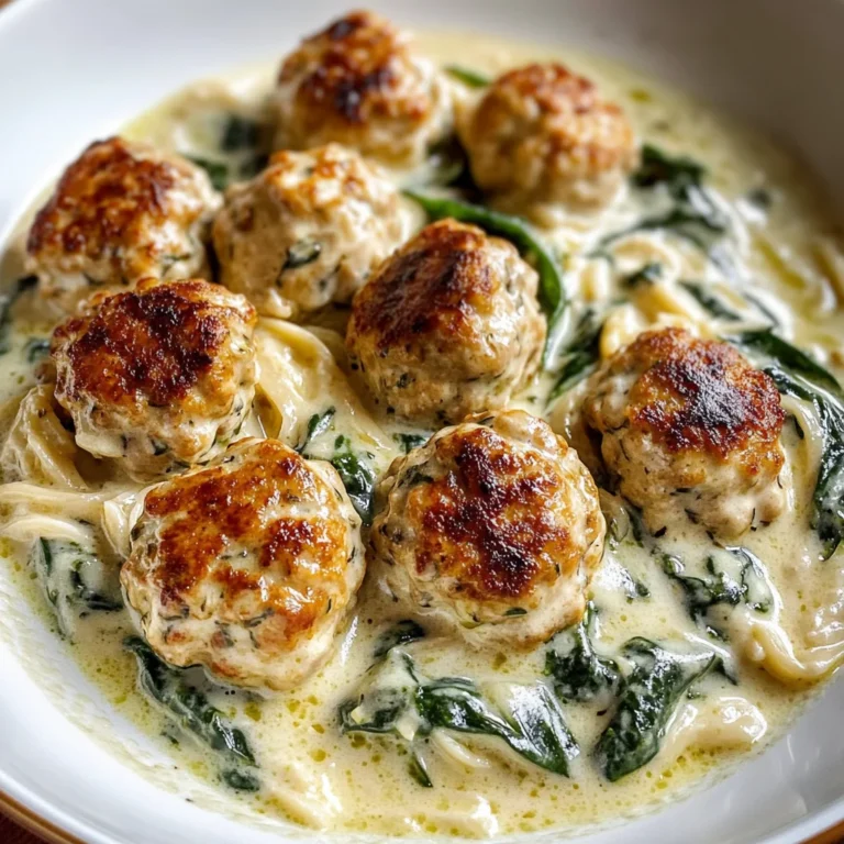 Baked Chicken Ricotta Meatballs with Spinach Alfredo Sauce