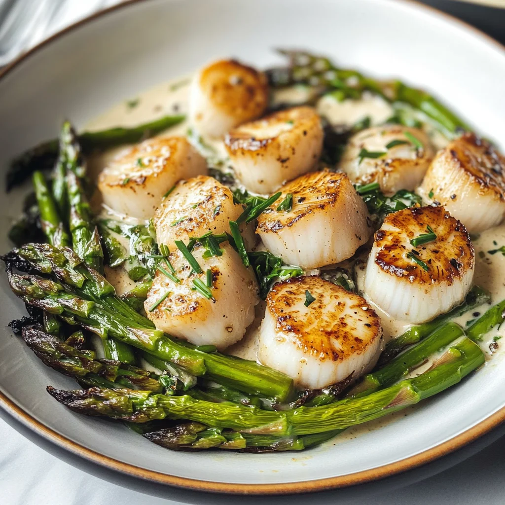 Seared Scallop Bowls with Asparagus & Creamy Sauce